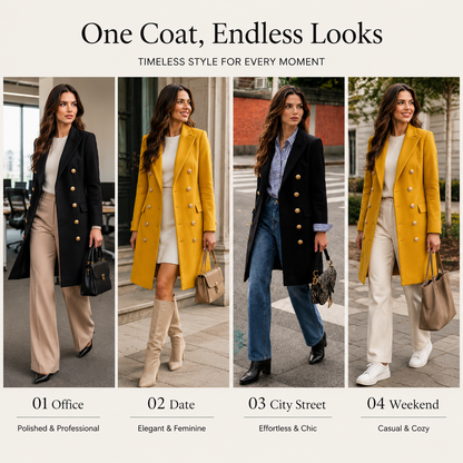 Women's Slim-Fit Double-Breasted Wool-Blend Peacoat