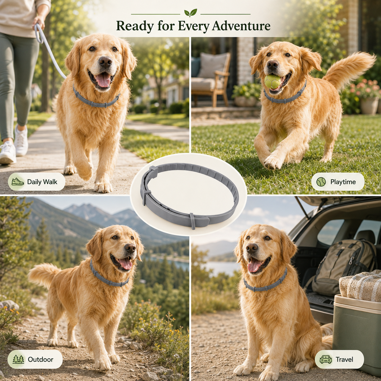 Natural plant extract pet collar – effectively repels fleas and ticks