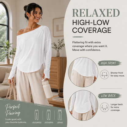One-shoulder long-sleeved yoga top with integrated bra
