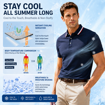 Men's Cool & Breathable Summer Polo Shirt – Stretch Slim Fit