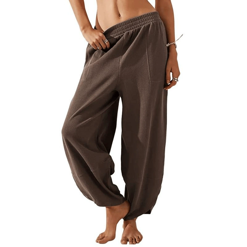 New Women's Casual Elastic Waist Belt Wide-Leg Harem Pants