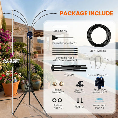 6FT Height Adjustable Outdoor Misting System