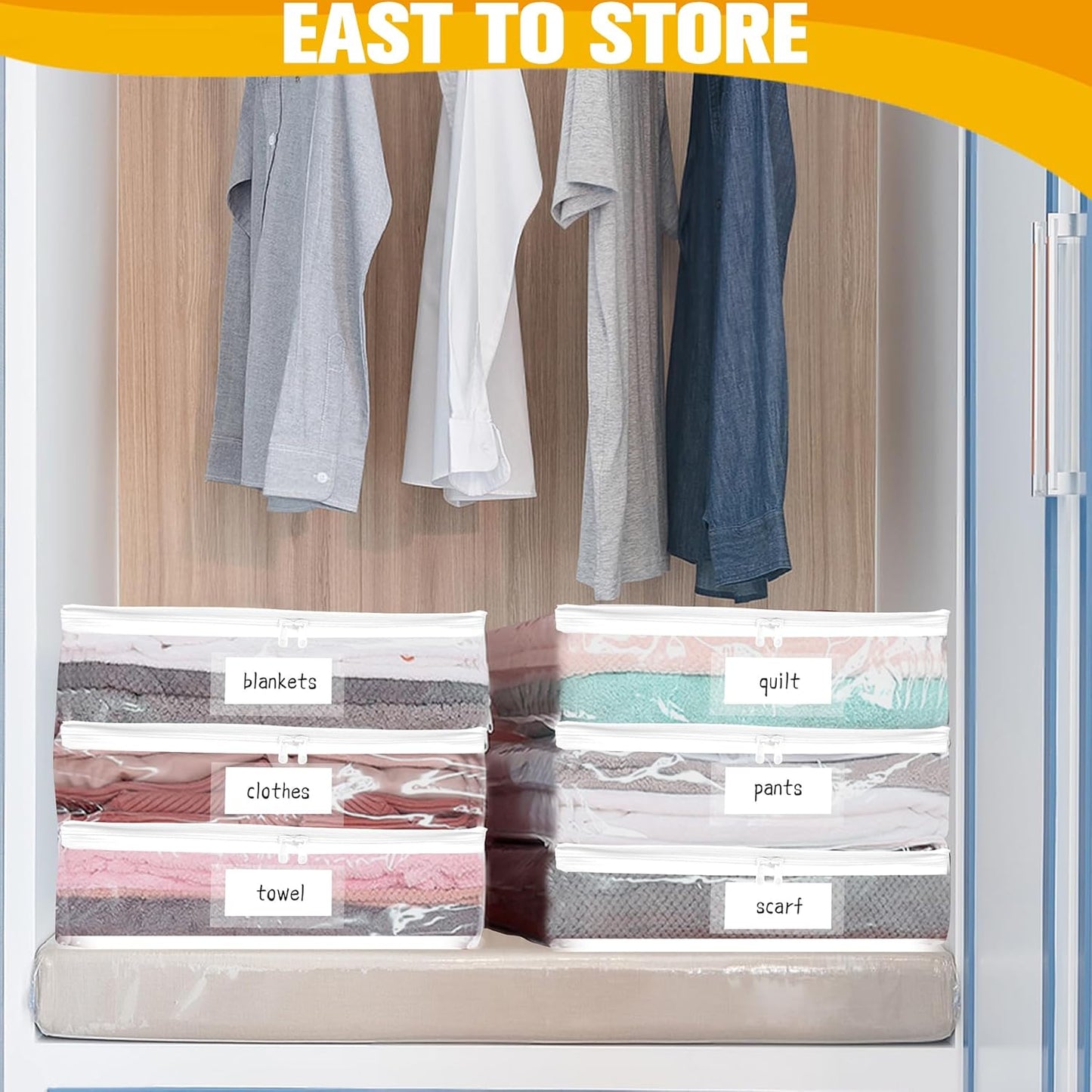 Plastic Storage Bags with Easy-Glide Zipper, Pack of 6
