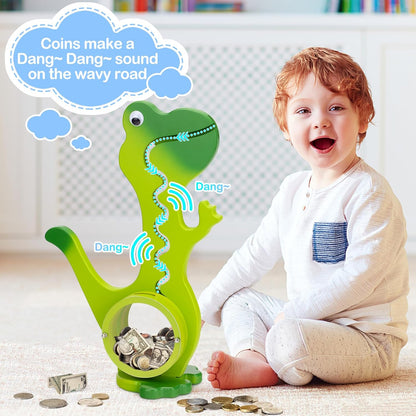 Handmade Wooden Dinosaur Piggy Bank