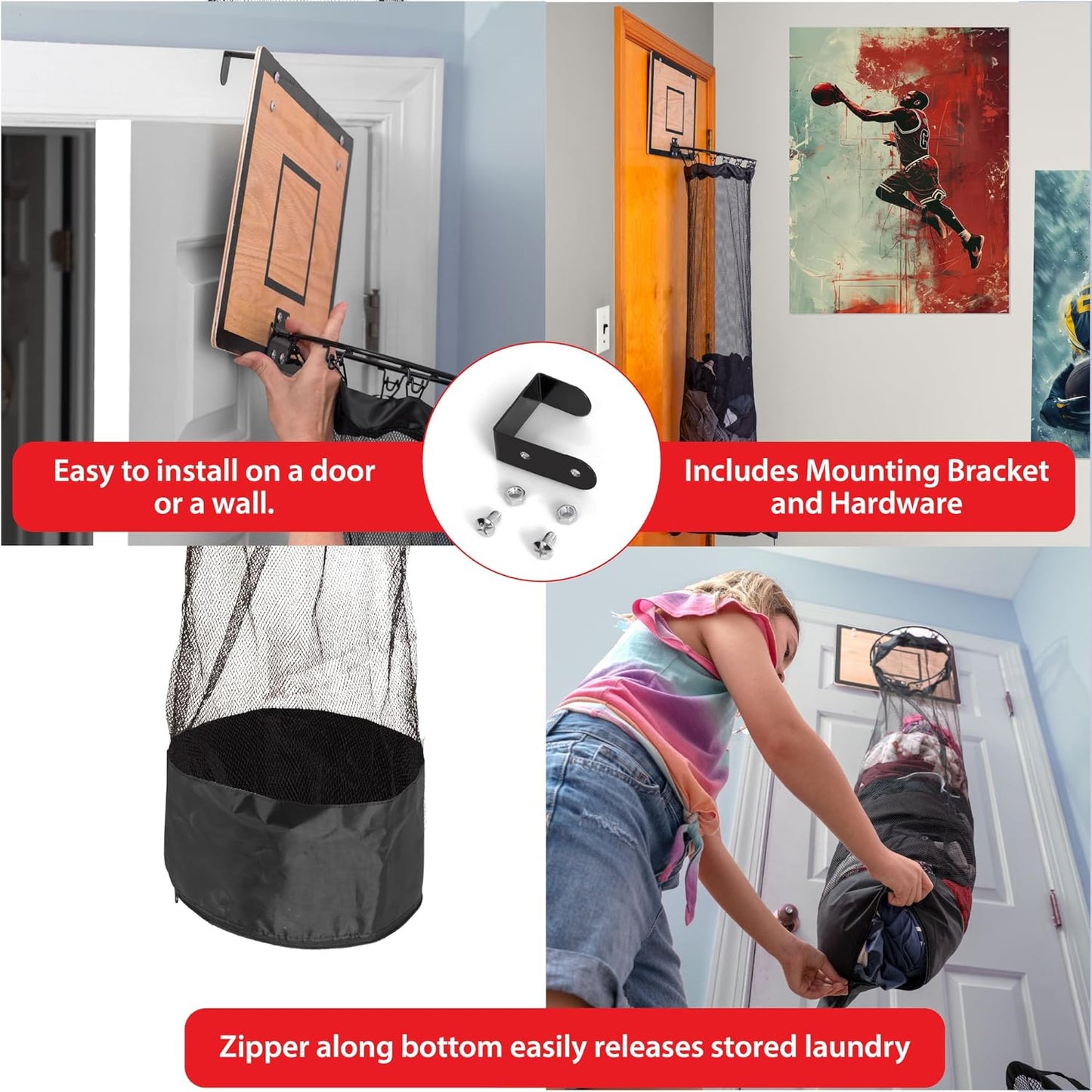 Over the Door Basketball Laundry Basket