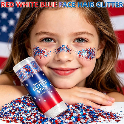 🦅4th of July Glitter Stick✨🔔Red, White & Blue Body & Hair Sparkle