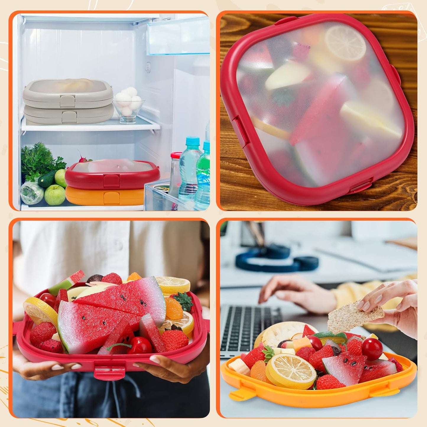 Silicone Fruit Storage Box （7.9 x 7.9 x 1.4 Inches)