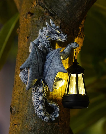 Solar Dragon Sculpture – Fantasy Garden Guardian with Enchanted Glow