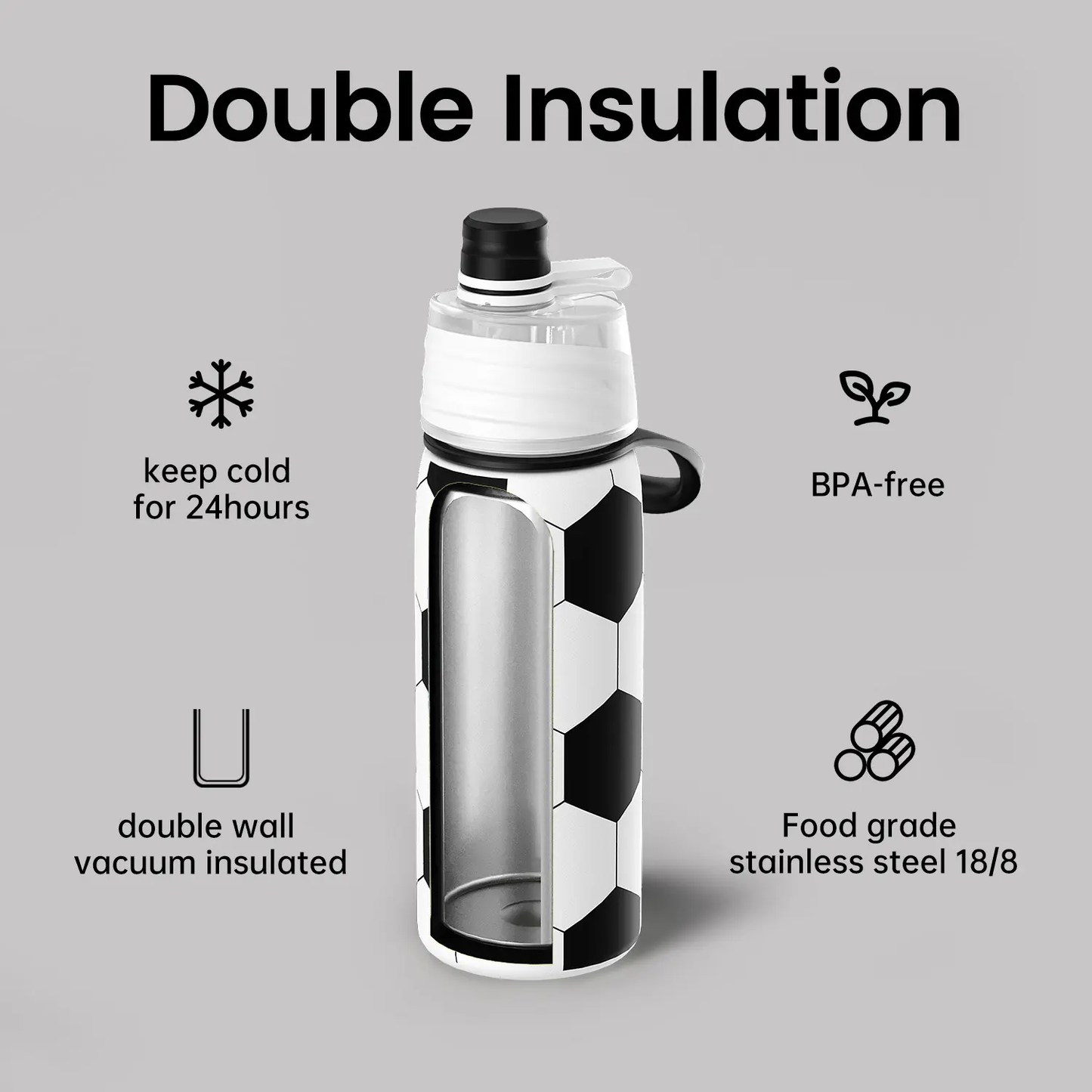 20oz Stainless Steel Water Bottle - with Spray Cooling Function