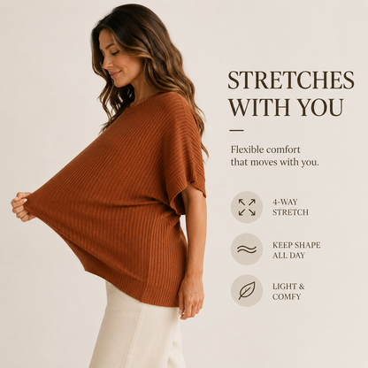 Women's casual loose solid color knitted pullover sweater