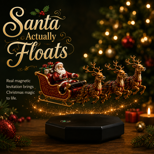 Magnetic Levitation Santa Sleigh – with Lights, Tabletop and Mantel Decorations