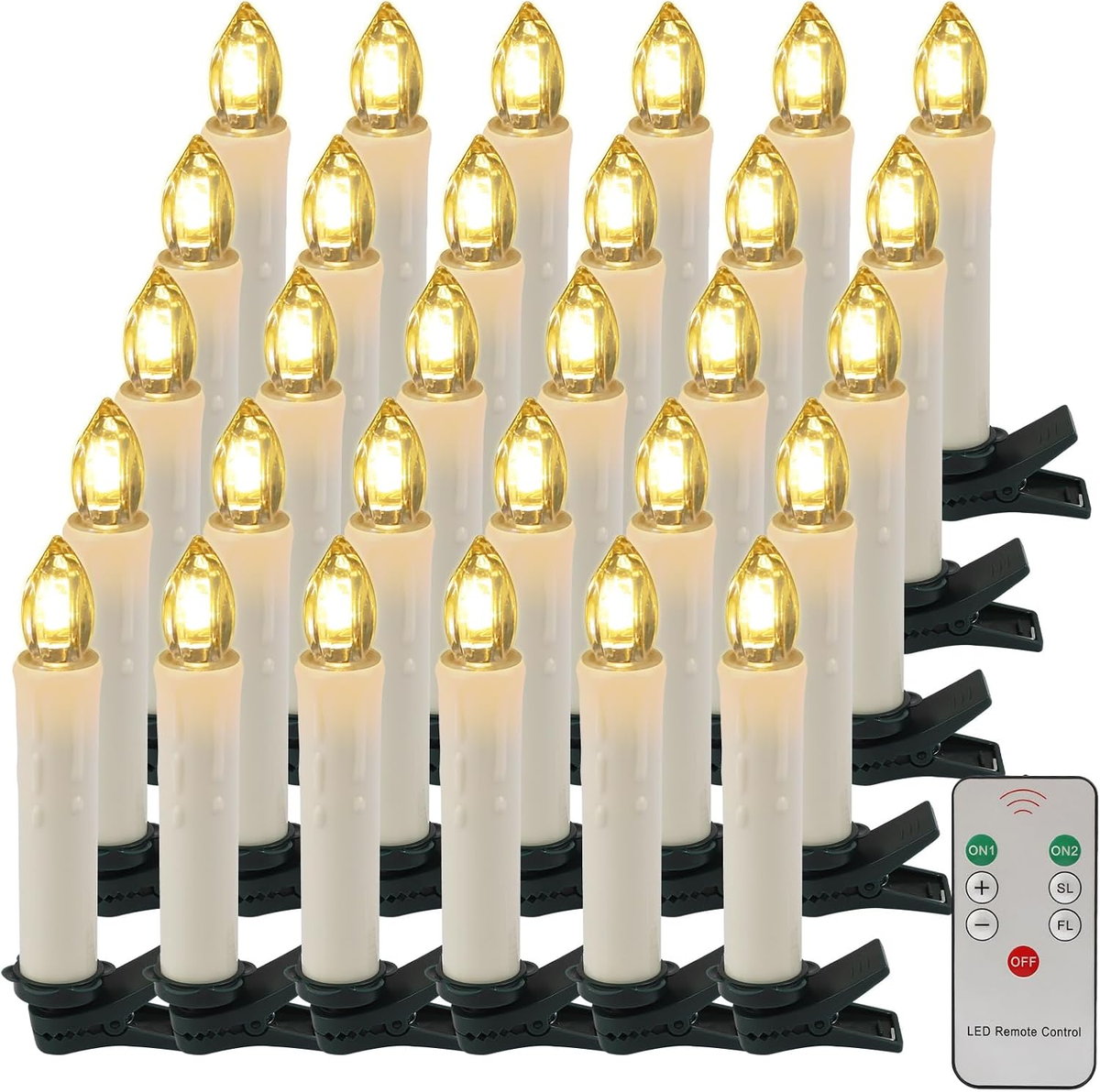🕯️Battery-Powered Flameless Clip-On Christmas Candle Lights with Remote & Timer🕯️