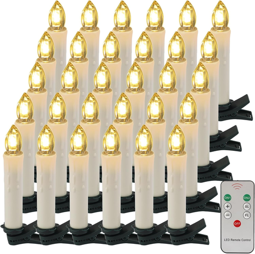 🕯️Battery-Powered Flameless Clip-On Christmas Candle Lights with Remote & Timer🕯️