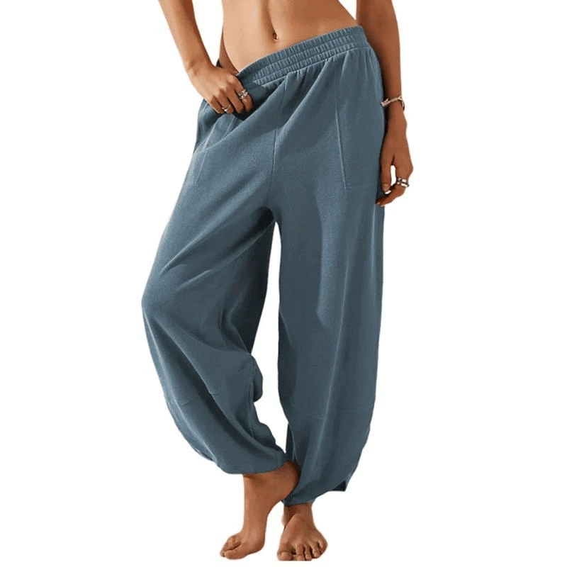 New Women's Casual Elastic Waist Belt Wide-Leg Harem Pants