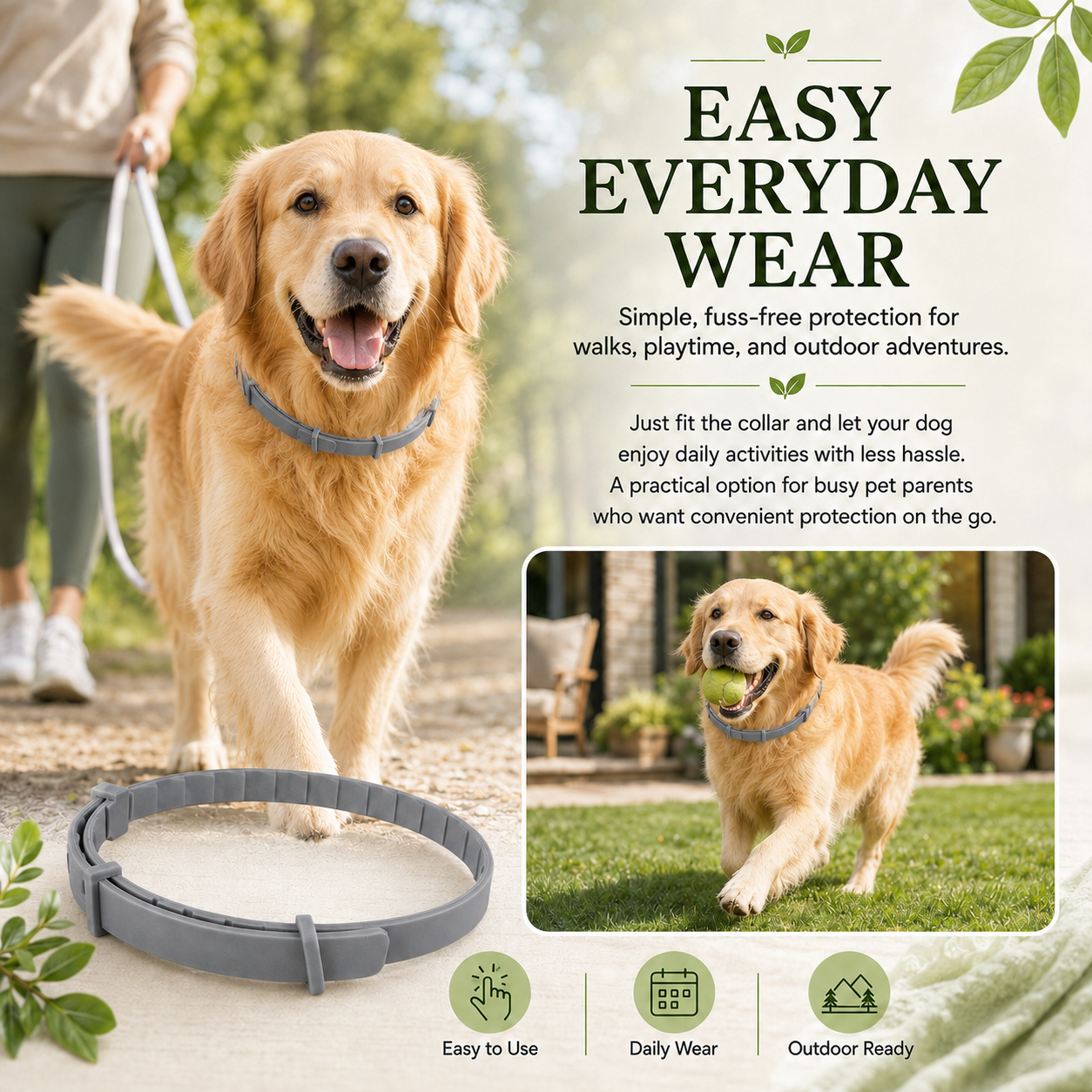 Natural plant extract pet collar – effectively repels fleas and ticks