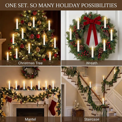 🕯️Battery-Powered Flameless Clip-On Christmas Candle Lights with Remote & Timer🕯️