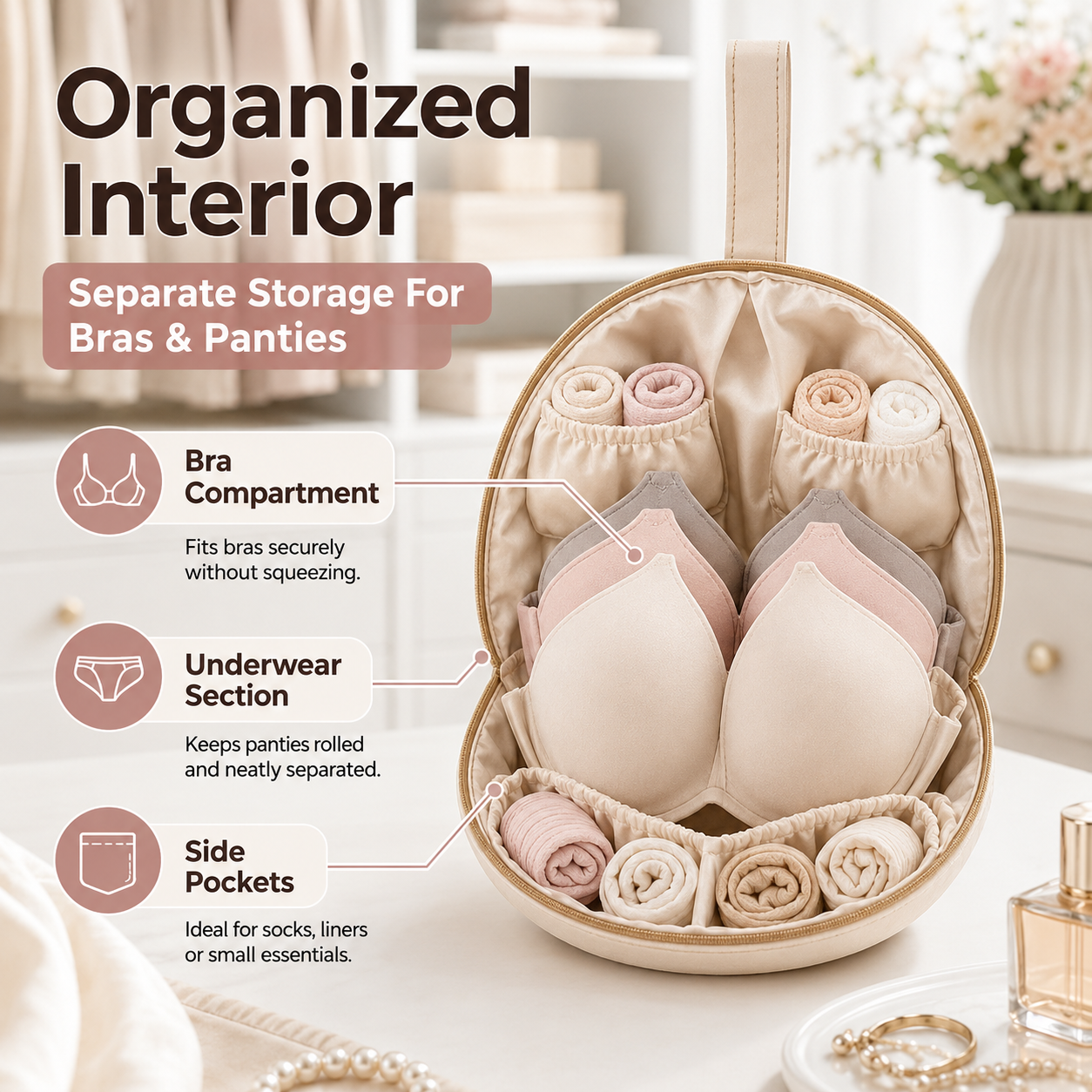 3-in-1 Multi-compartment Underwear Travel Storage Box