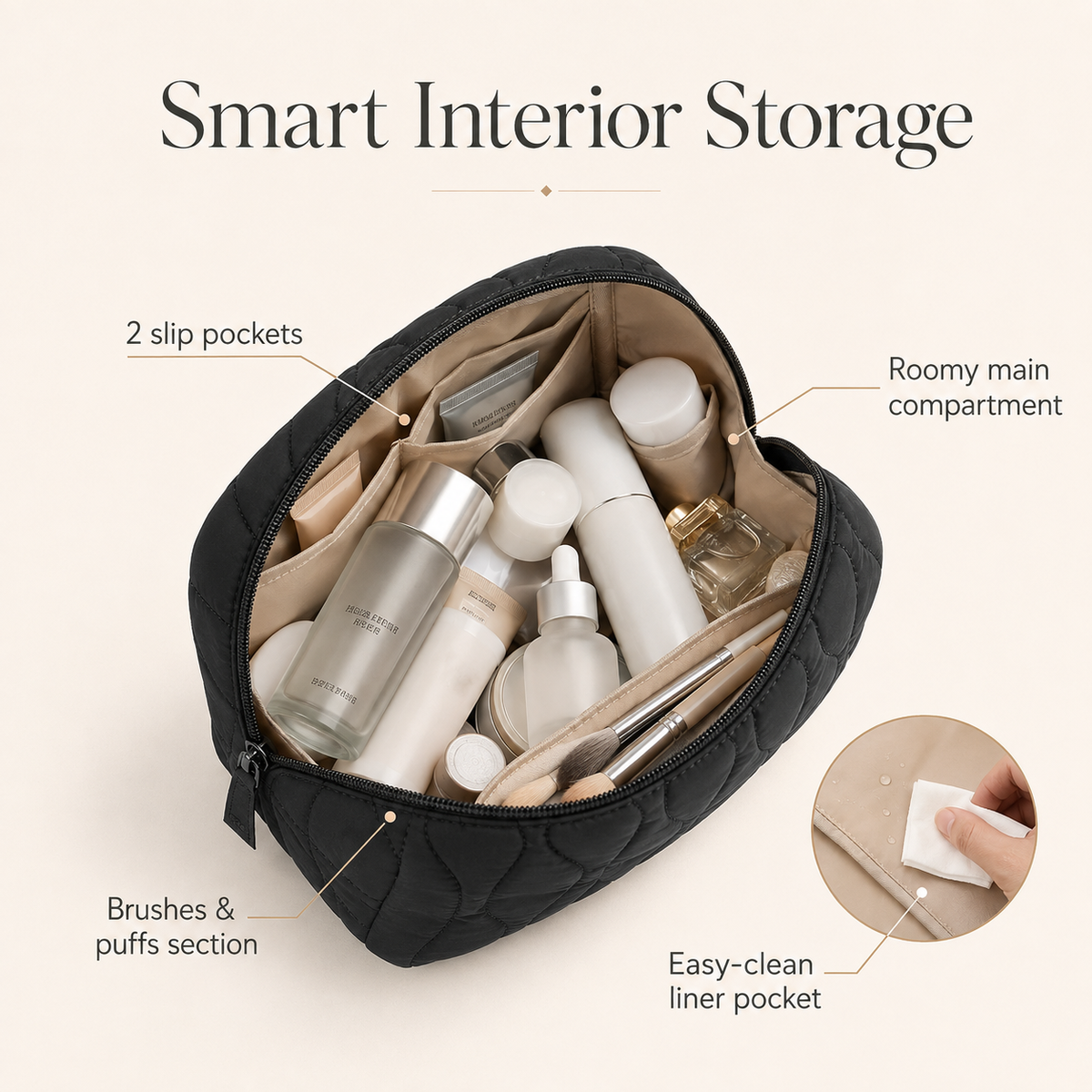 Large Capacity Quilted Fluffy Storage Bag For Women