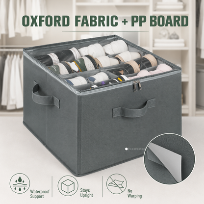 Heavy-Duty Foldable Shoe & Closet Organizer Box with Adjustable Dividers