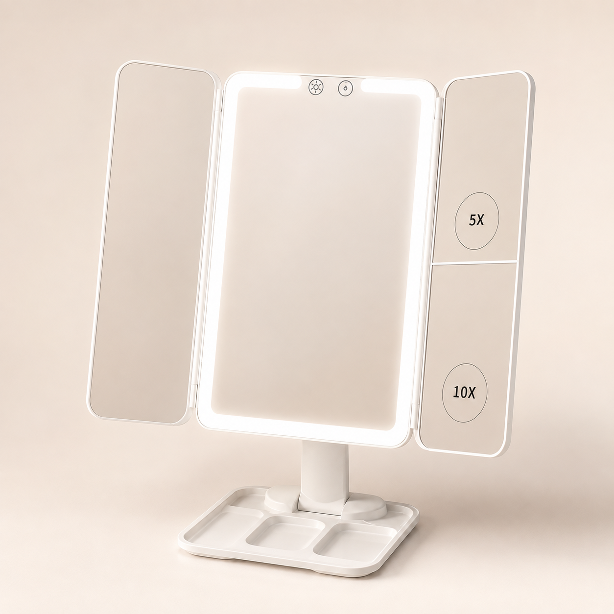 LED Travel Makeup Mirror with 3 Color Lights