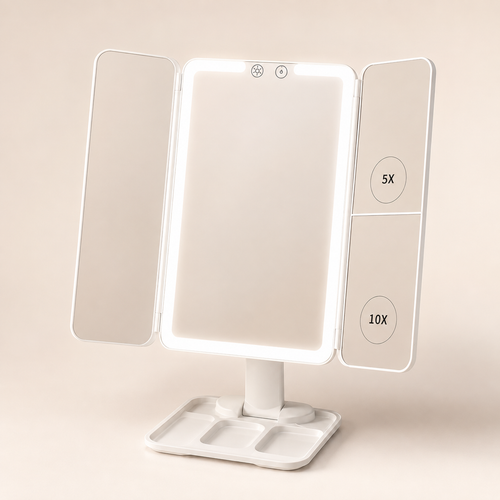LED Travel Makeup Mirror with 3 Color Lights