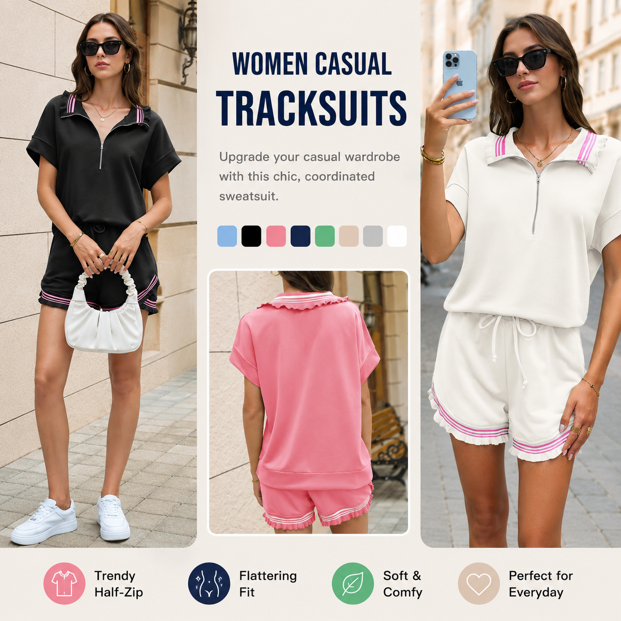 2 Piece Outfits Short Sets for Women Sweatsuit