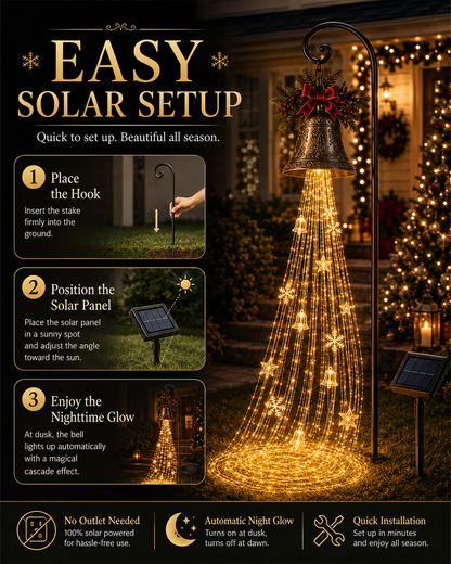 🎄 Christmas Bell Cascade Solar Yard Light