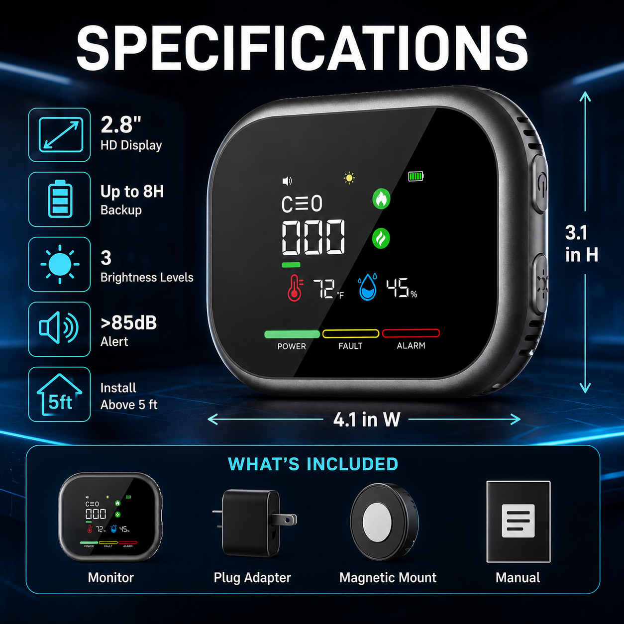 6-in-1 Smart Home Environmental Monitor