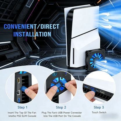 Quiet Cooling Fan for PS5 Slim & Pro - Automatic Temperature Control USB Cooler