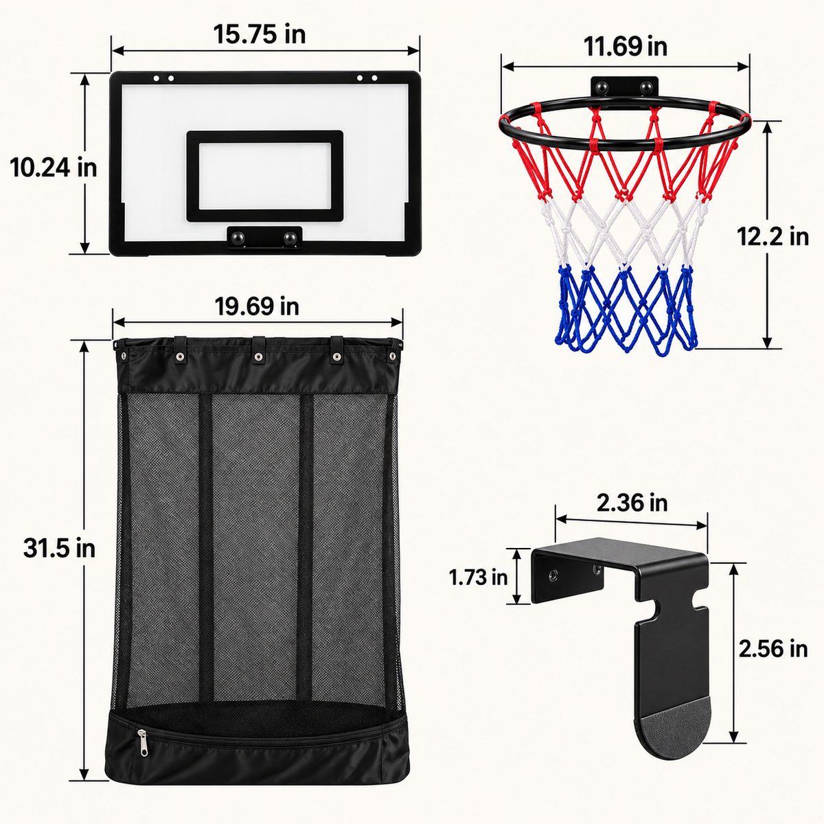 🏀2-in-1 Over-the-Door Basketball Hoop & Laundry Hamper🏀
