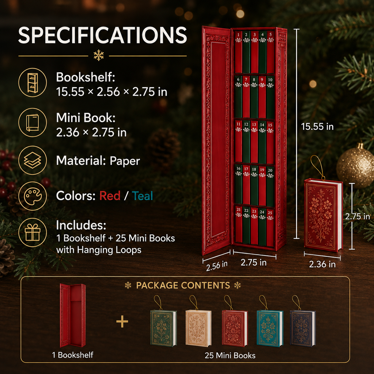 25-Day Mini Book Ornament Advent Calendar
