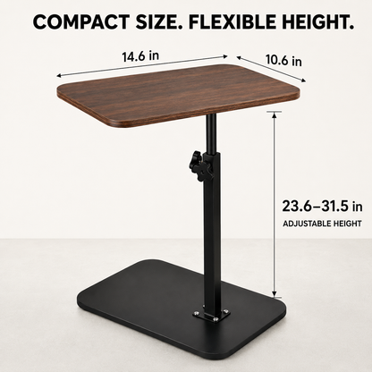Mobile Adjustable Overbed Table C-Shape Laptop Desk with Rolling Wheels