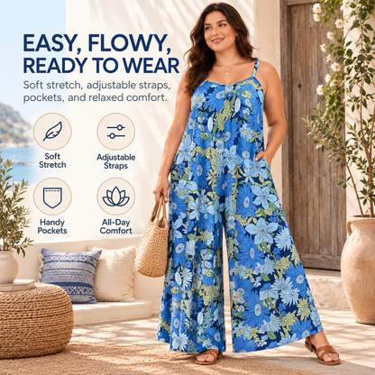 Women’s Plus Size Bohemian Spandex Overalls – Flowy Comfort, Effortless Style