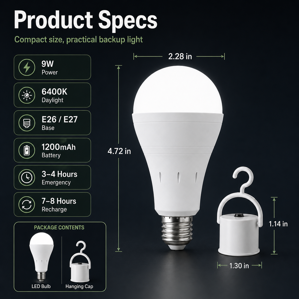 6400K Rechargeable Emergency LED Bulb