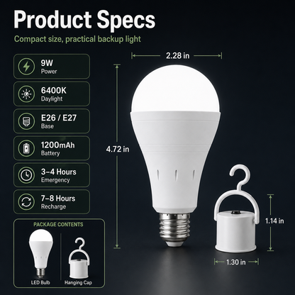 6400K Rechargeable Emergency LED Bulb