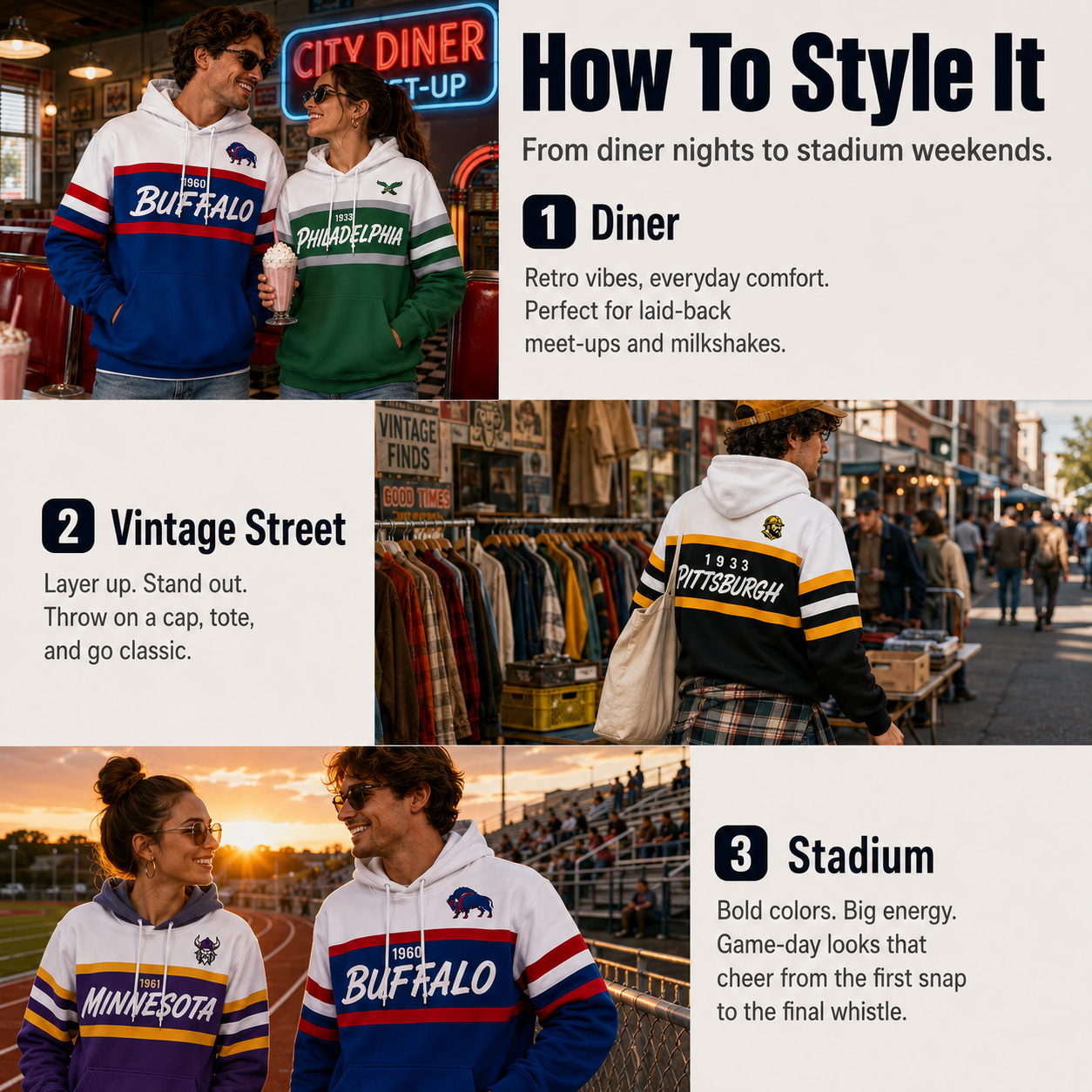 Retro Football City Hoodie