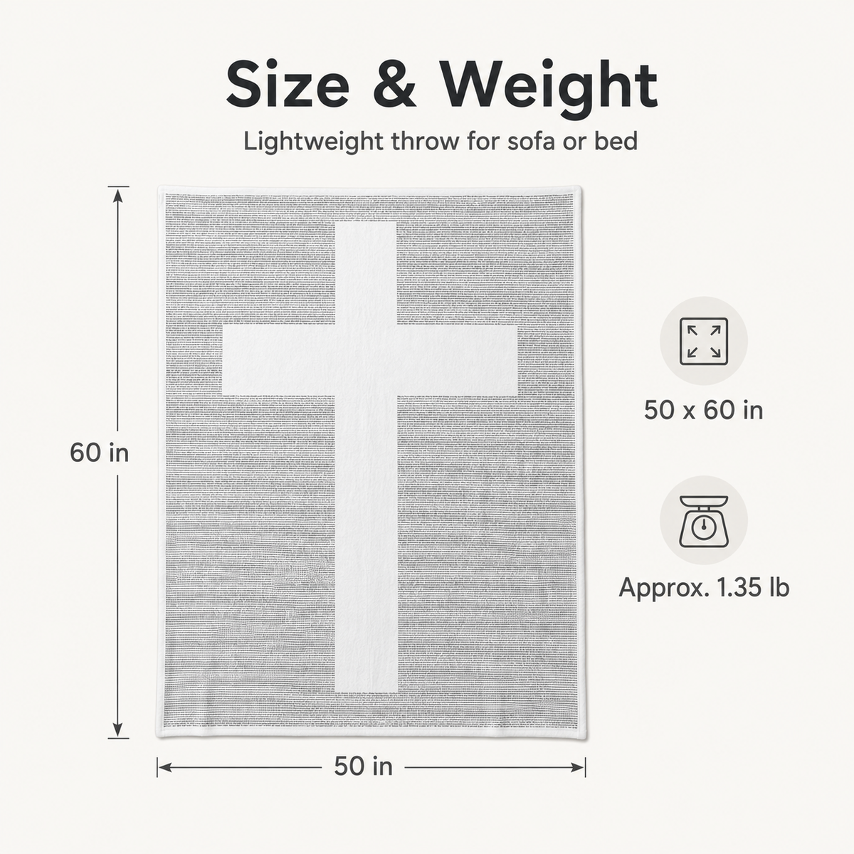 Gospel of John Blanket Soft Scripture Throw with Cross Silhouette