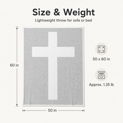 Gospel of John Blanket Soft Scripture Throw with Cross Silhouette