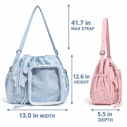 Star Print Multi-Compartment Shoulder Bag