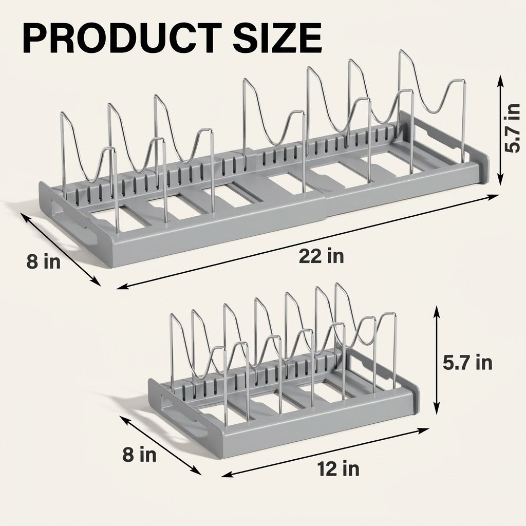 Expandable Pot Lid & Pan Organizer Rack