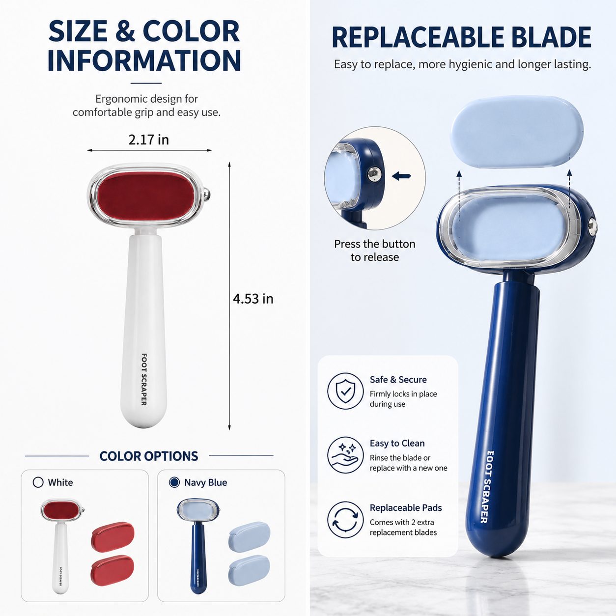 2-in-1 Foot Callus Remover – Dual-Sided Foot File with Replaceable Blade