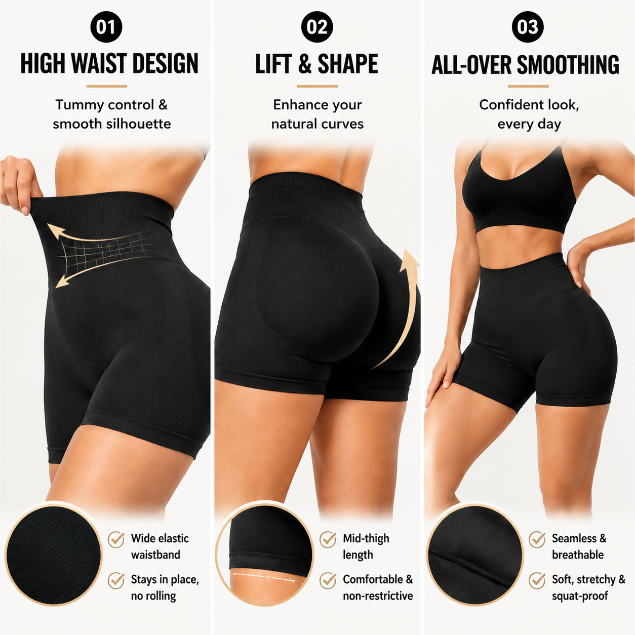 Women's High-Waisted Butt-Lifting Athletic Shorts (4-Pack)