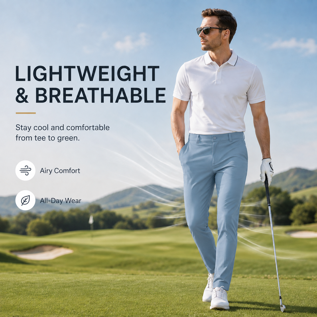 Men's Lightweight Stretch Golf Pants – Quick-drying and Breathable