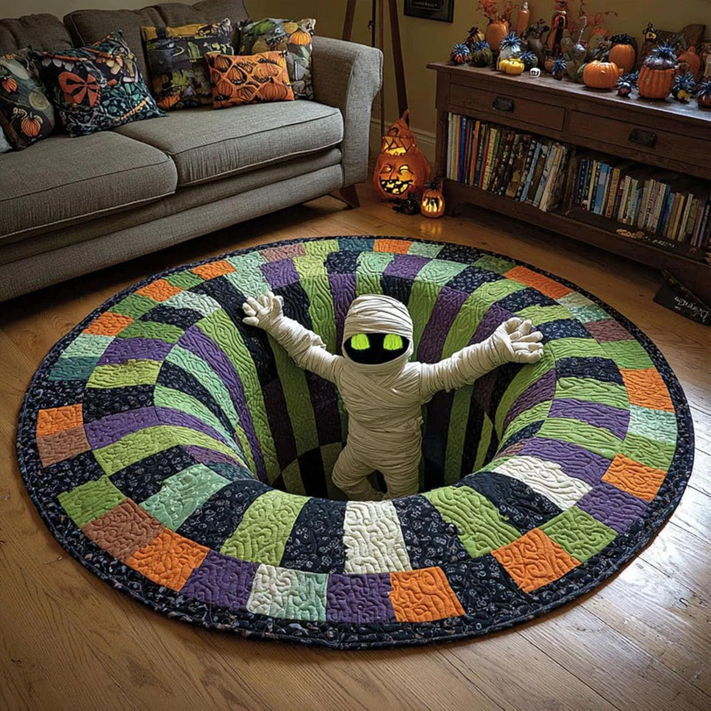 3D Skeleton Swirl Quilted Illusion Carpet