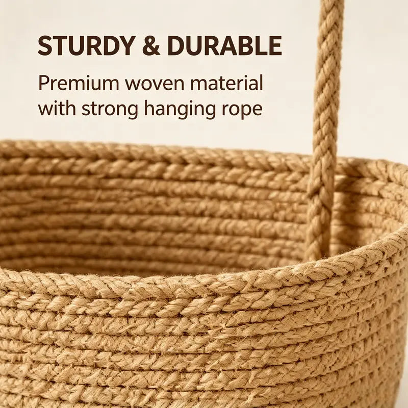 Over the Door Woven Hanging Storage Baskets – Easy-Reach 3-Tier Wall Mounted Cotton Organizer for Decluttering Any Room