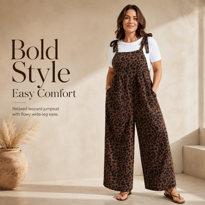 Plus Size Sleeveless Casual Jumpsuit for Women - Loose Fit, with Pockets
