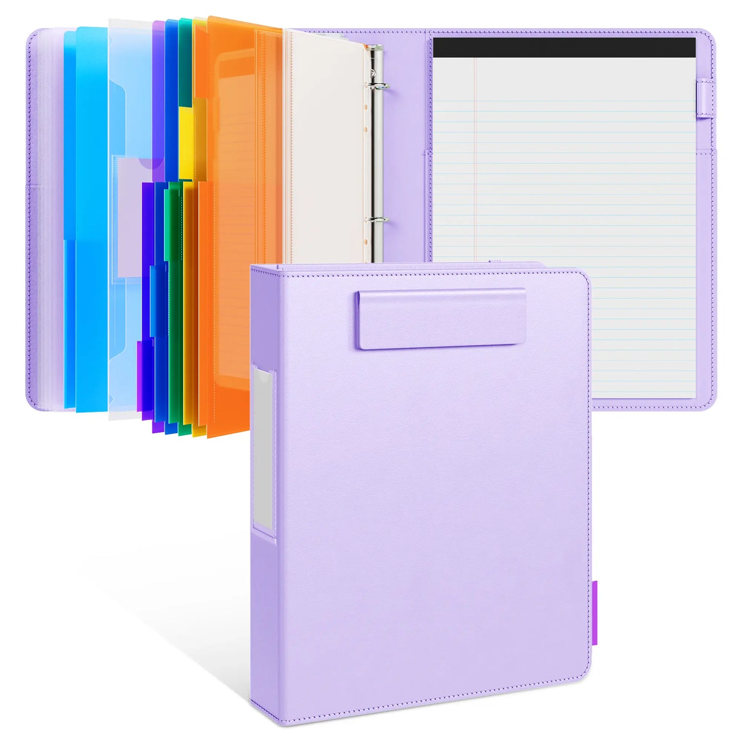 PU Leather 3-Ring Binder Clipboard with Storage & Magnetic Clip (12.4"x10.2")