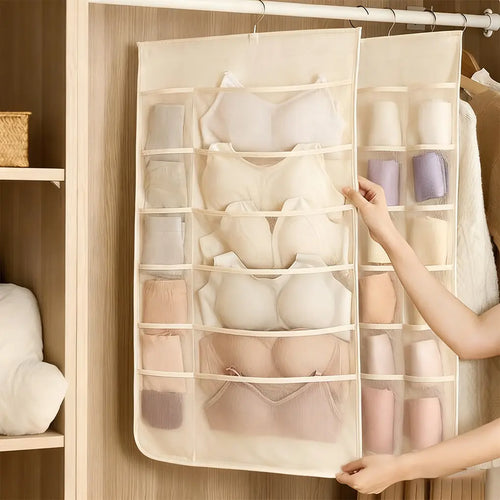 🔥 Space-Saving Bra & Underwear Hanging Organizer – 30 Pockets Dual-Sided Closet Storage Bag for Lingerie. Socks & Small Essentials