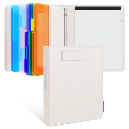 PU Leather 3-Ring Binder Clipboard with Storage & Magnetic Clip (12.4"x10.2")