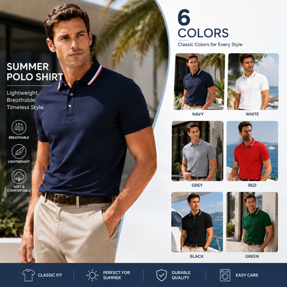 Men's Cool & Breathable Summer Polo Shirt – Stretch Slim Fit